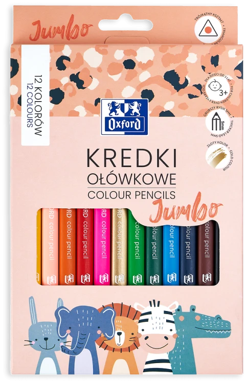 Oxford Kredki Ołówkowe Kids Jumbo 12kol.