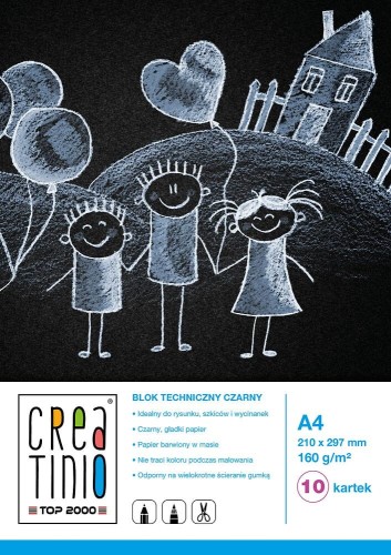 BLOK TECHNICZNY A4/10K Czarne kartki 160G Creatinio - TOP2000