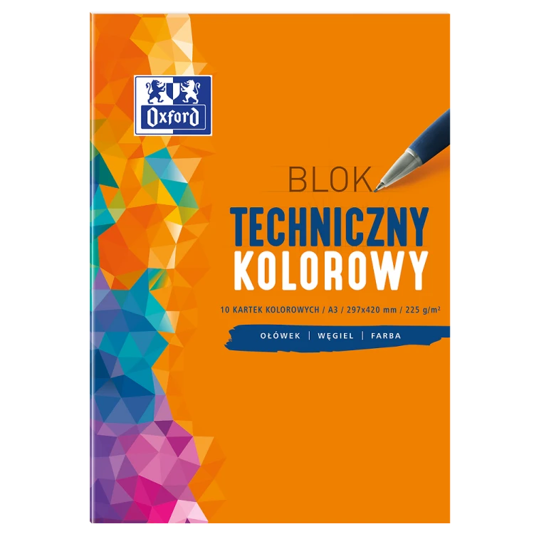 Blok Techniczy A3/10K kolorowy 225g - Oxford