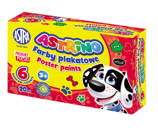 Farby plakatowe Astrino 6kolorów 20ml - Astra