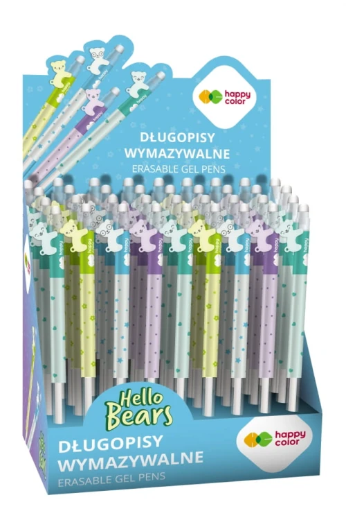 Długopis aut. wymazywalny Happy Bears 0,5mm nieb. - Happy Color