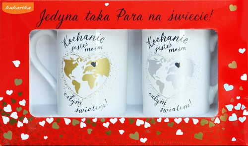Kubek porcelanowy walentynkowy - Jesteś Całym Moim Światem 2szt.