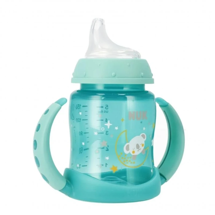 NUK butelka z uchwytem 150ml +6msc zielona mr Puggy.webp