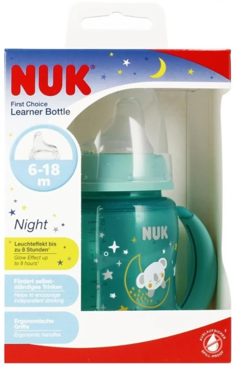 NUK butelka z uchwytem 150ml +6msc zielona MrPuggy.webp