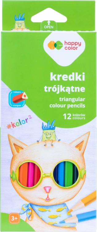 kredki happy color 12 trójkątne mr puggy