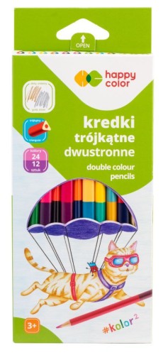 kredki trójkątne happy color 24 kolory mr puggy