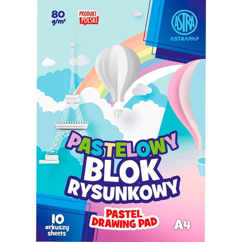 Blok kolorowy pastelowy A4/10K 80g - Astra