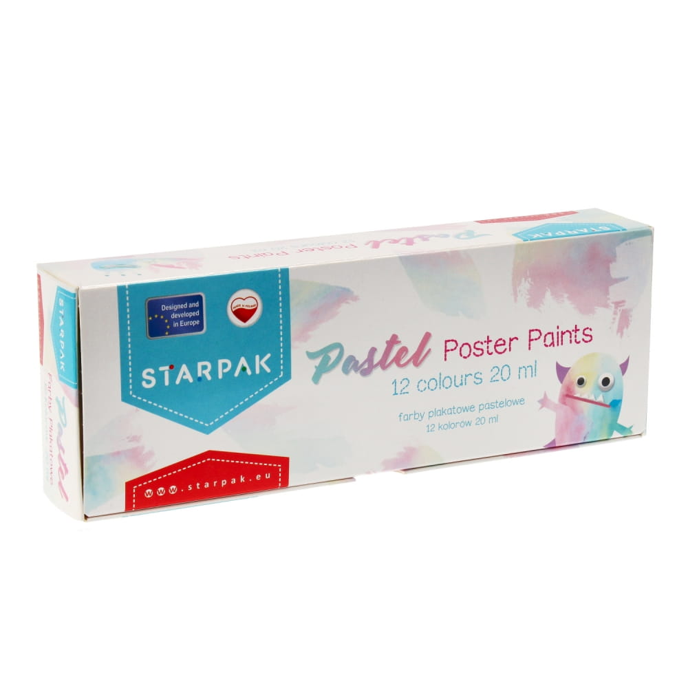 Farby plakatowe pastelowe 12kol 20ml - Starpak