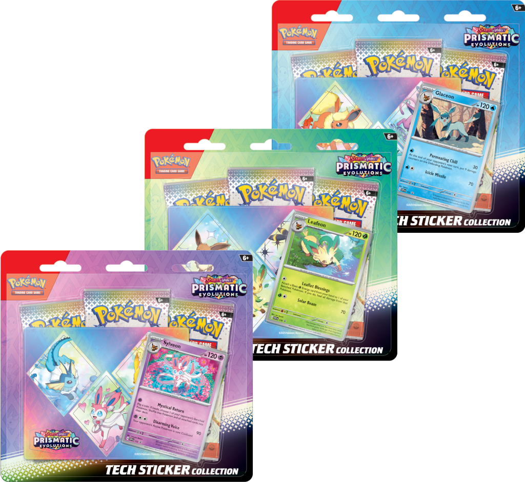 Pokémon TCG: Scarlet & Violet -Prismatic Evolutions - Tech Sticker KOMPLET 3 WZORÓW