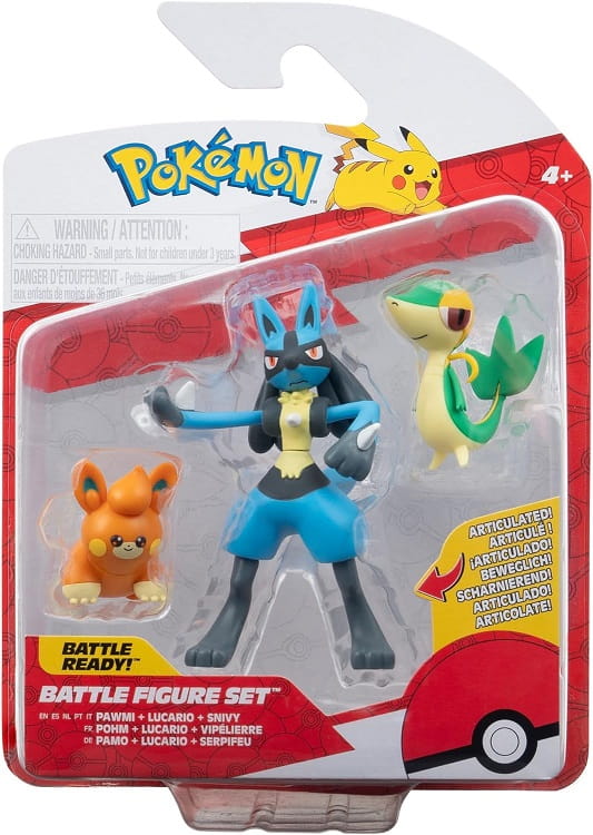 Pokemony – Zestaw 3 figurek: Pawmi, Lucario i Snivy