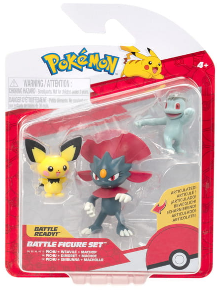 Pokemony – Zestaw 3 figurek: Pichu, Weavile, Machop
